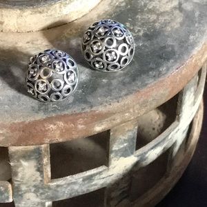 3/$15 Silver & Rhinestone Half Ball Earrings